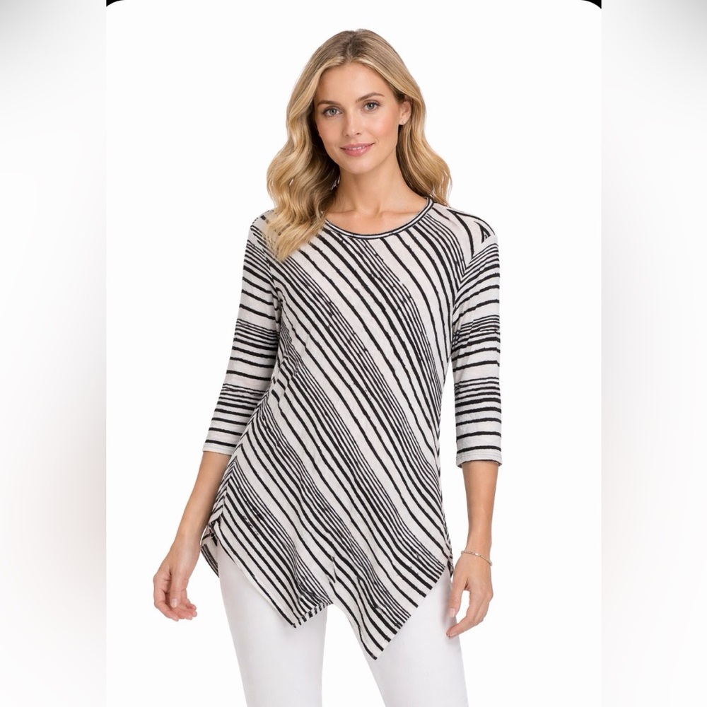 Vince Camuto Tunic Black Striped Long Sleeve XS